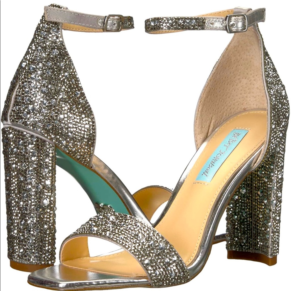 Blue by Betsey Johnson - SB-Rina Silver/Rhinestone High Heel Sandal